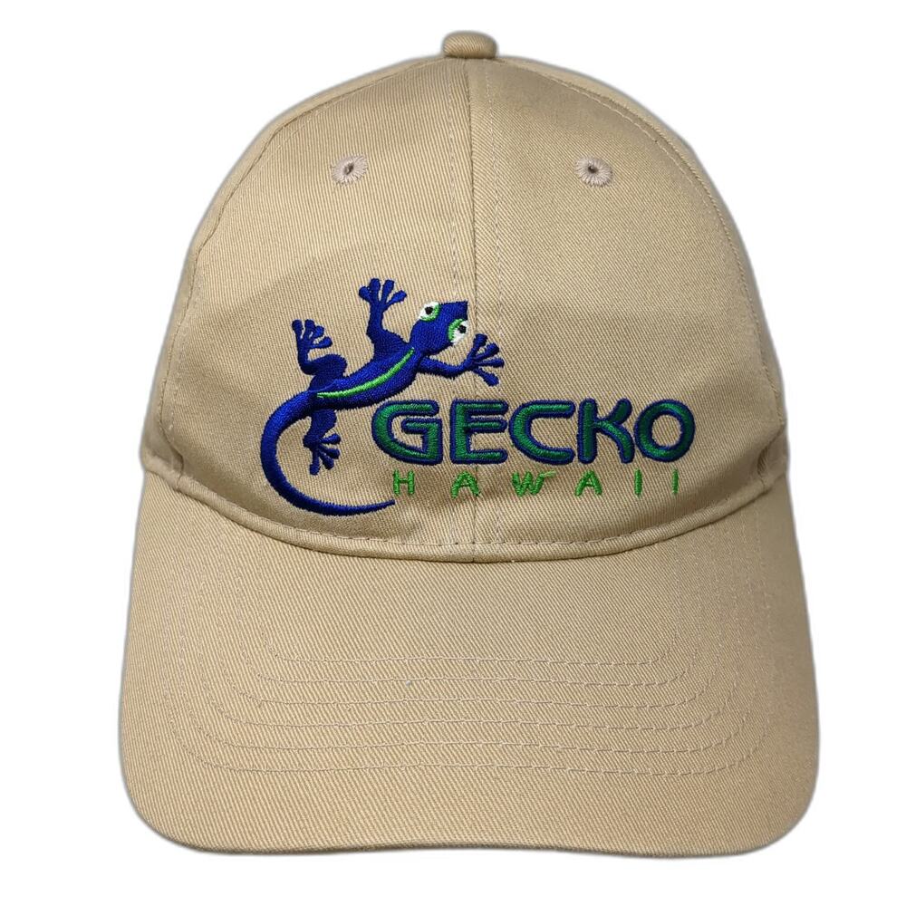 Gecko Hawaii Snapback Beige One Size Embroidered Logo Blue Twill 6 Panel Hat